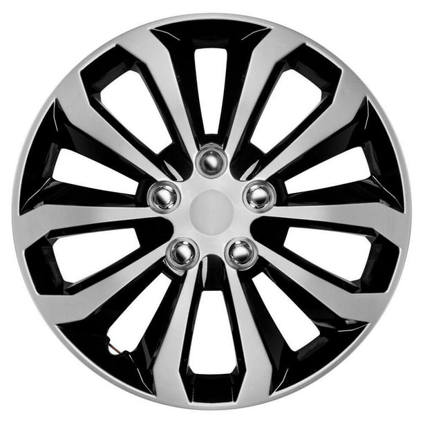 16" Set of 4 Silver Black Wheel Covers Snap On Hub Caps fit R16 Tire & Steel Rim